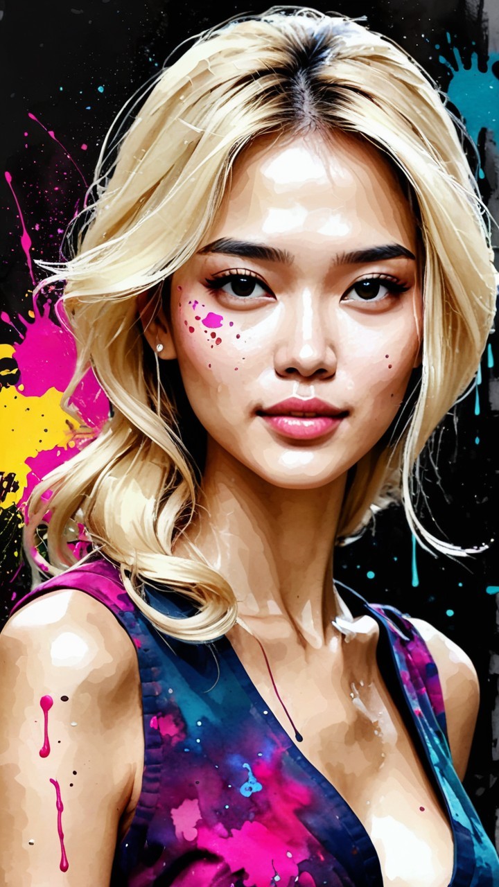 Portrait of a Confident Woman with Abstract Background