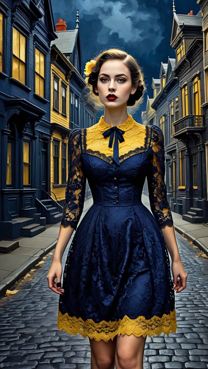 Vintage Dress with Lace Details in Charming Setting