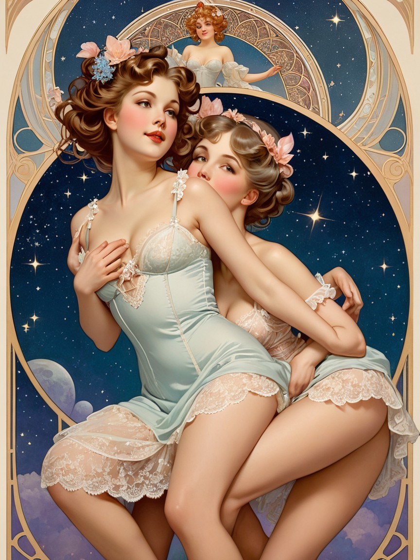 Vintage-Inspired Nightwear with Celestial Motifs
