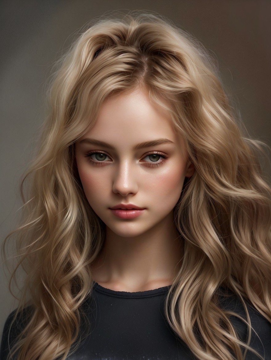 Young woman with blonde hair and green eyes portrait