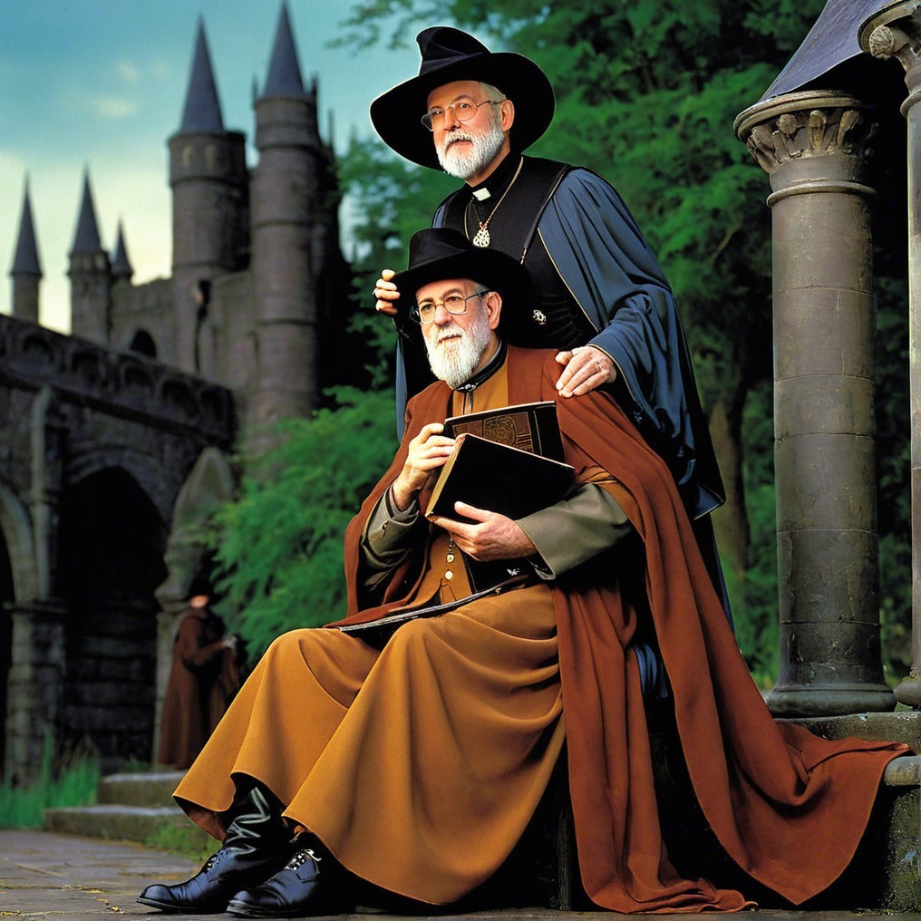 Wise Figures in Elaborate Robes with Castle Backdrop