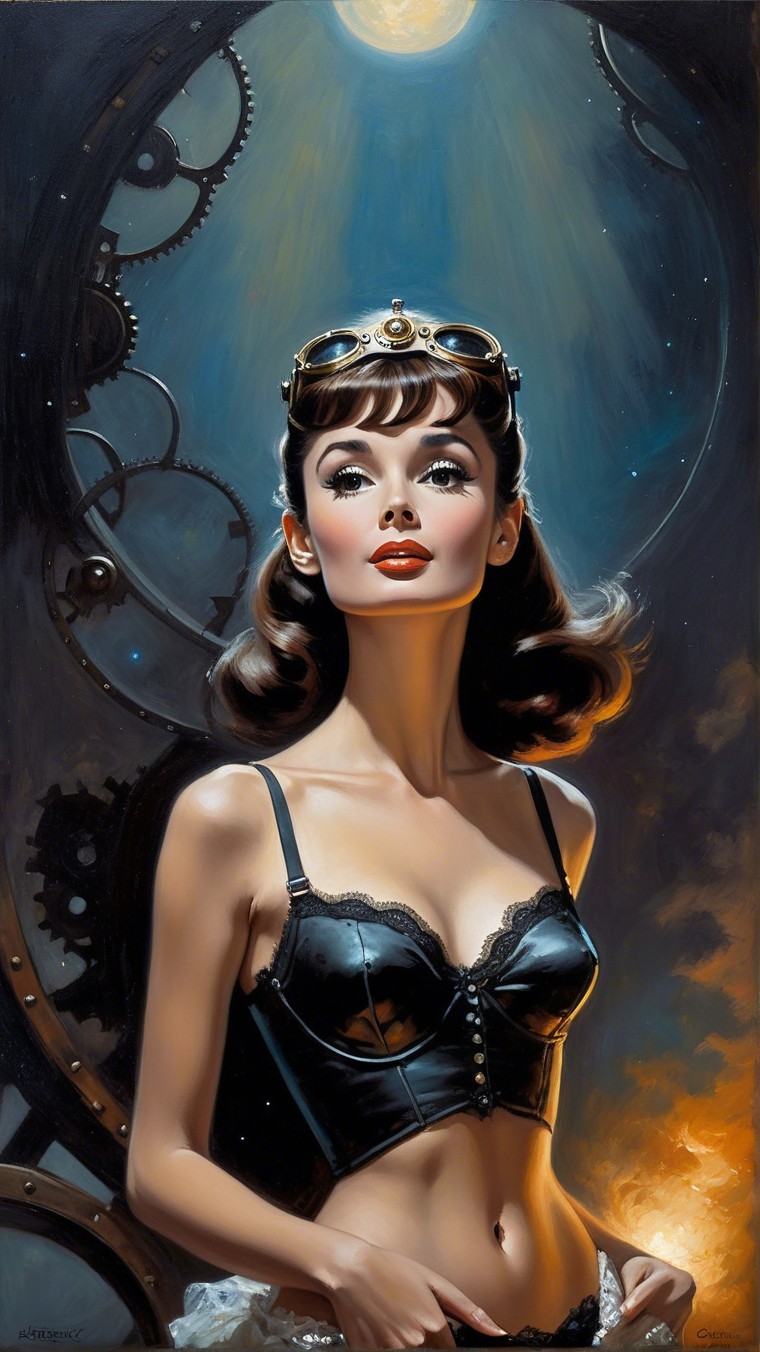 Vintage Glamour in a Steampunk-Inspired Scene