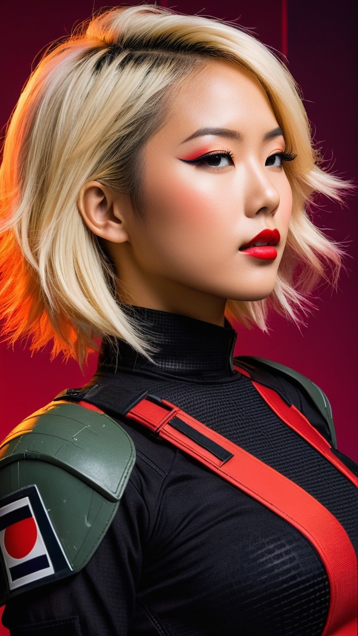Confident Woman Portrait with Chic Bob and Bold Makeup