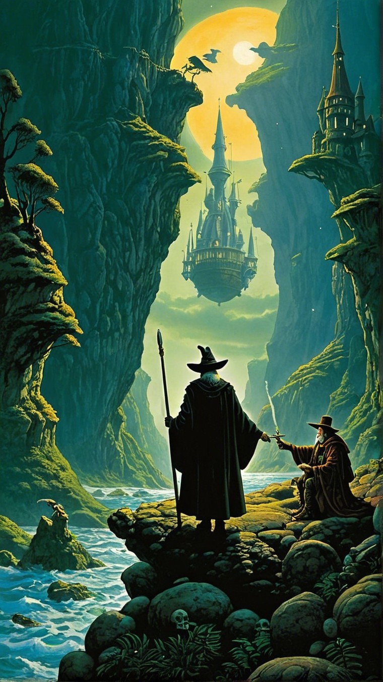 Mystical Landscape with Figures, River, and Castle