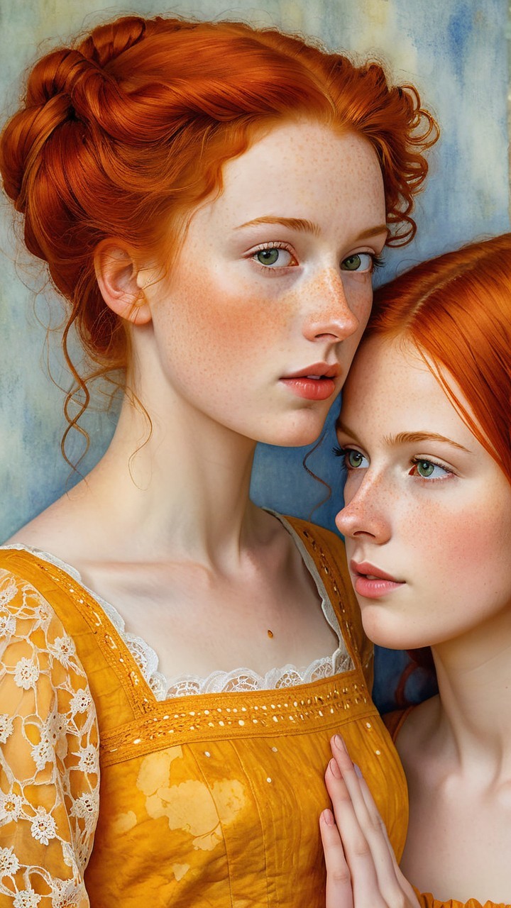 Young Women with Red Hair in Soft Background