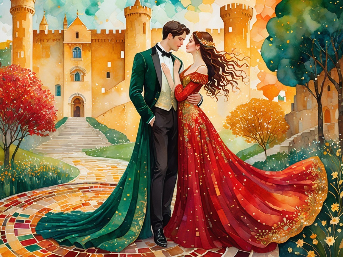 Elegant Couple in Romantic Castle Setting