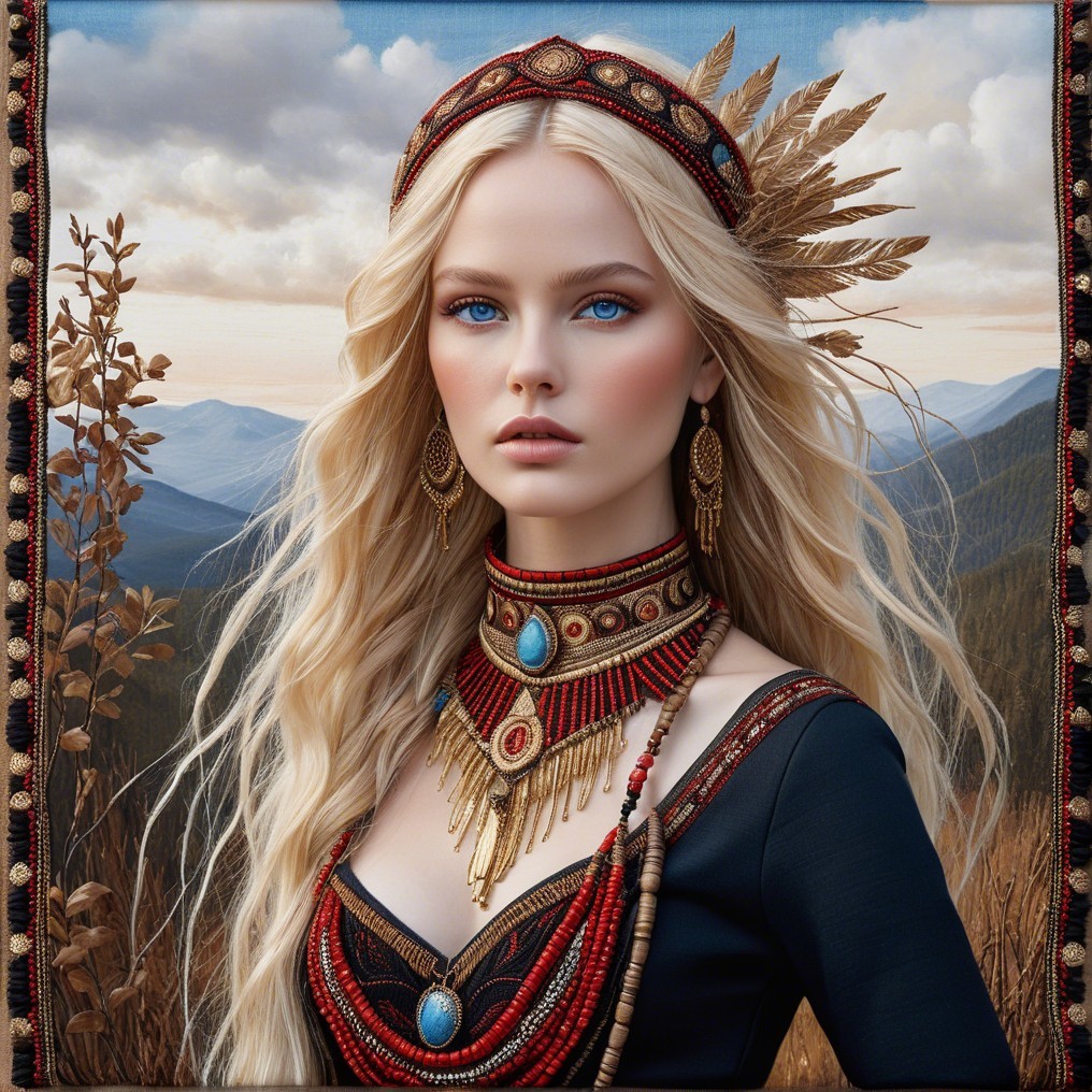 Portrait of a Woman with Feathered Headpiece and Jewelry