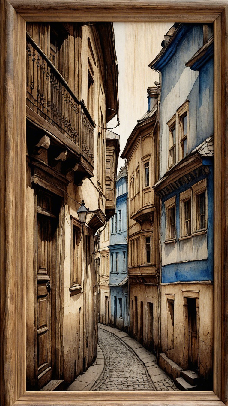Charming Narrow Street with Historic Buildings and Balconies