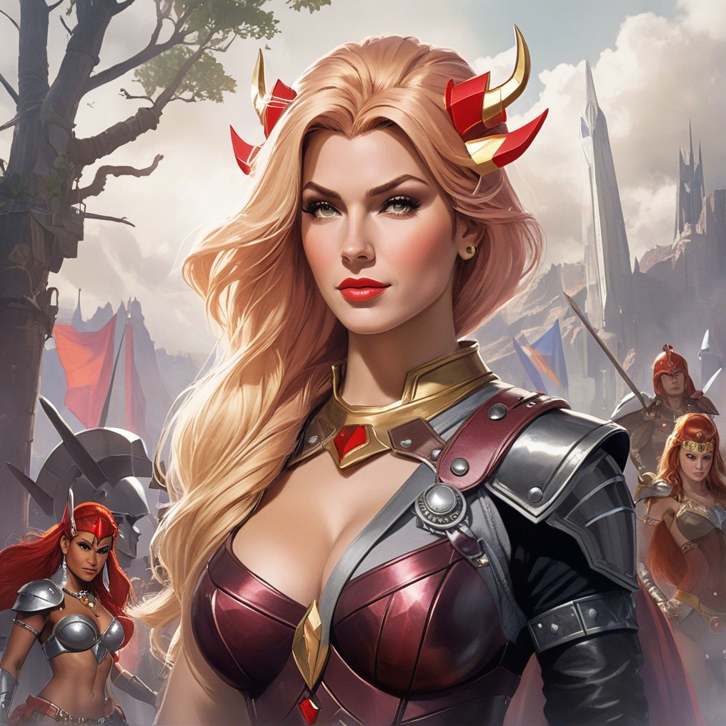 Fierce Warrior in Intricate Armor in Fantastical Landscape
