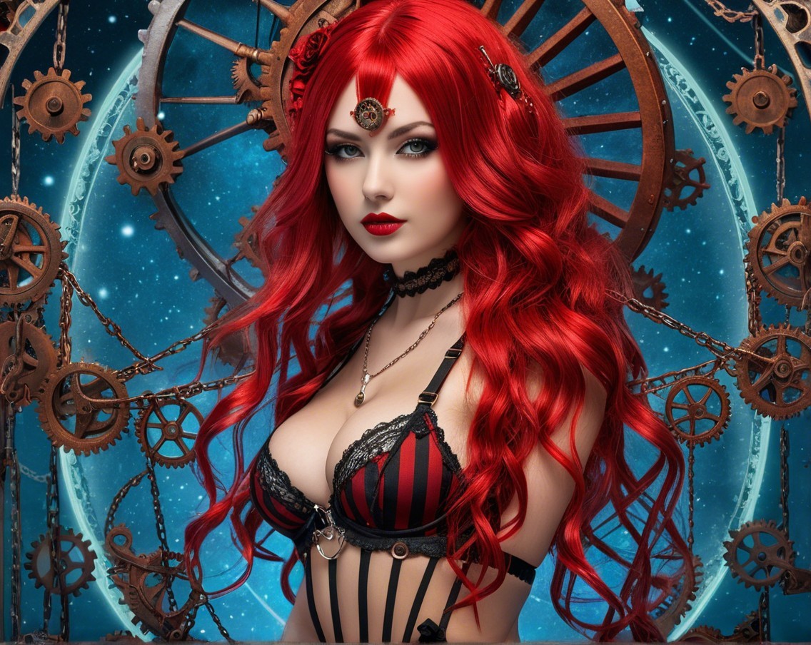 Female Figure in Steampunk Aesthetic with Gears