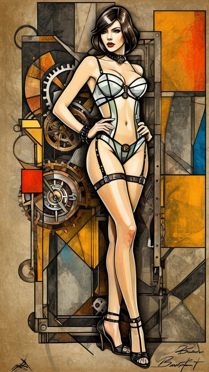 Stylized Illustration of a Fashionable Avant-Garde Figure