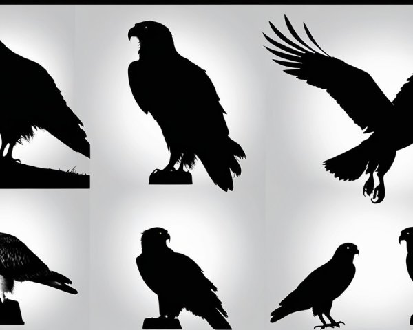 Collage of Eagle and Falcon Silhouettes on Gradient Background