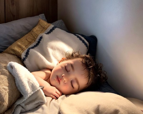Toddler Sleeping Peacefully on Bed with Decorative Pillows