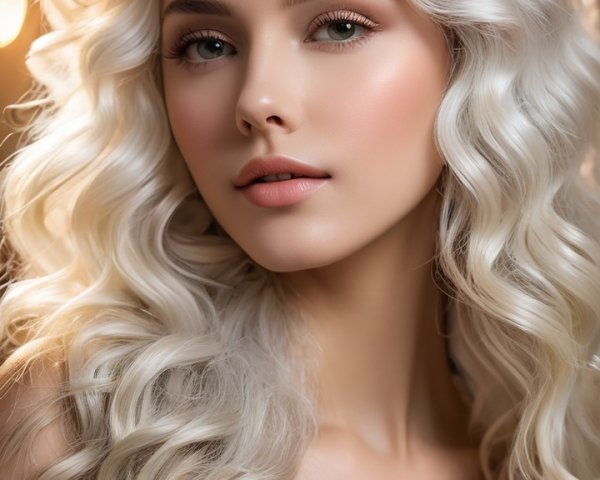 Young woman with long blonde hair and flower clip