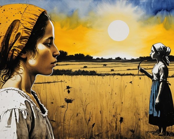Split Scene of Two Girls in Rural Settings
