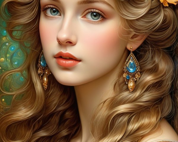Young woman with golden hair and vibrant background