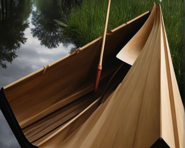 Serene Boat on Calm River Surrounded by Greenery