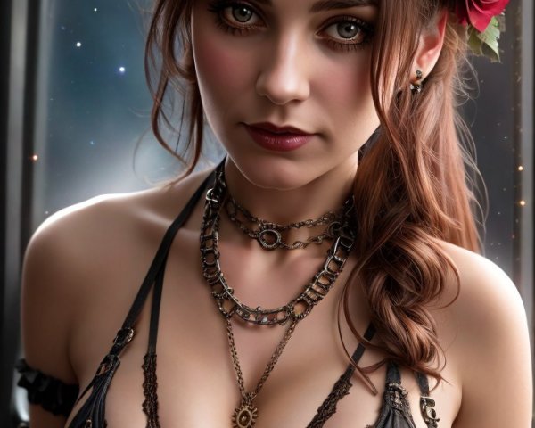 Steampunk Figure in Dimly Lit Fantasy Setting