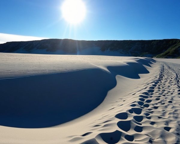 Desert Landscape with Sand Dunes and Footprints