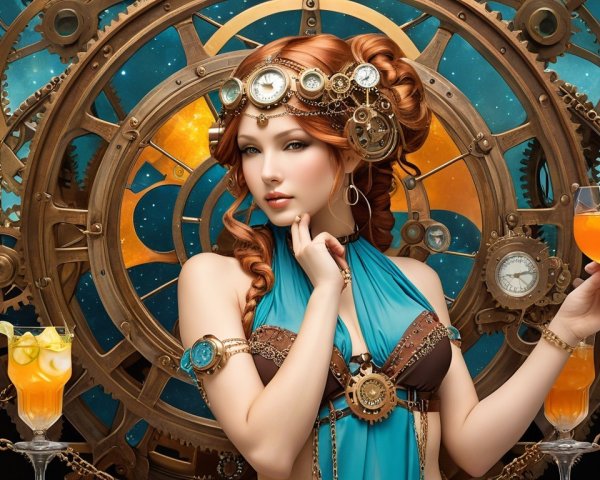 Steampunk Fashion with Cocktails and Clockwork Design