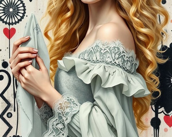 Young woman in elegant silver dress with vibrant background