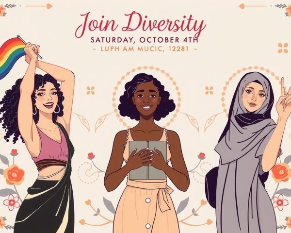 Three Diverse Women with Cultural Symbols and Patterns
