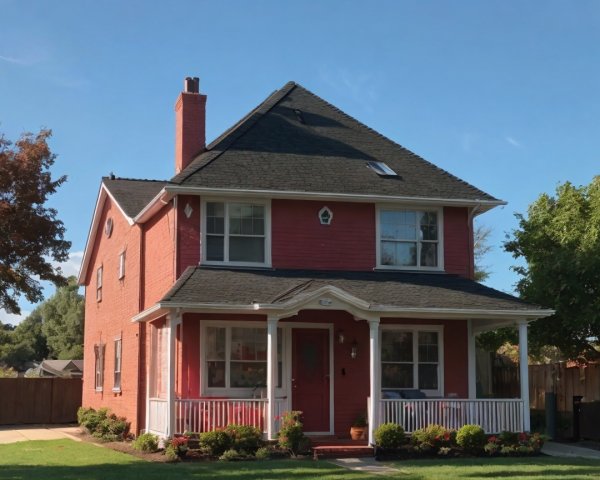 Charming Two-Story Red House with Unique Features