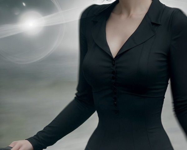Confident Young Woman with Sleek Black Bicycle