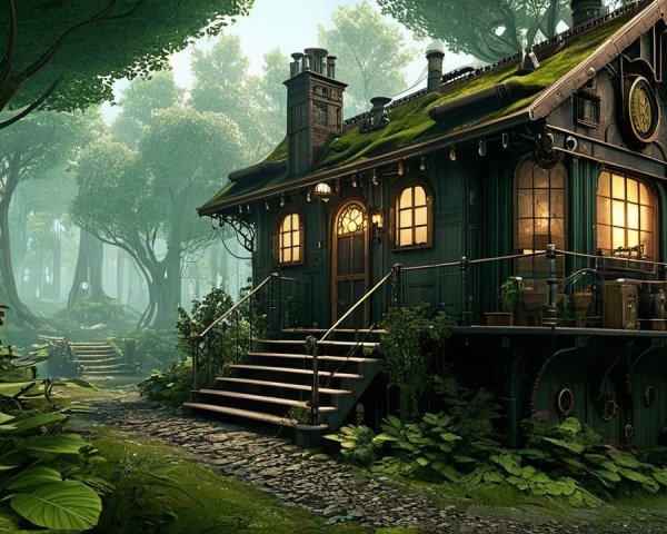 Whimsical Cottage in a Lush Forest Setting