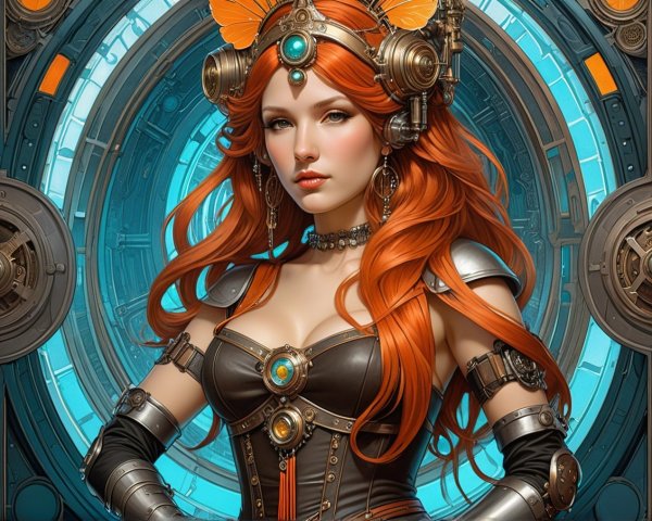 Steampunk-Inspired Woman with Metallic Accessories