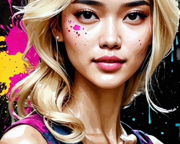 Portrait of a Confident Woman with Abstract Background