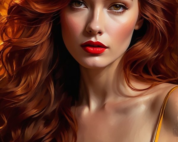 Portrait of a woman with red hair in a yellow dress