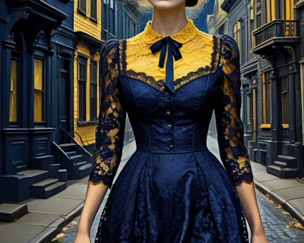 Vintage Dress with Lace Details in Charming Setting