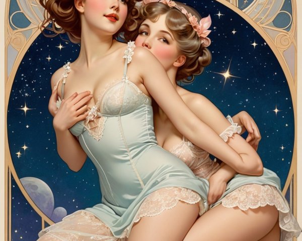 Vintage-Inspired Nightwear with Celestial Motifs