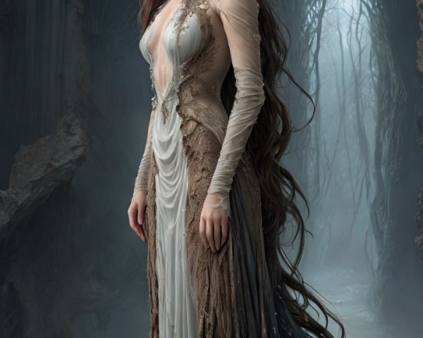 Mysterious Figure in Ethereal Dimly Lit Environment