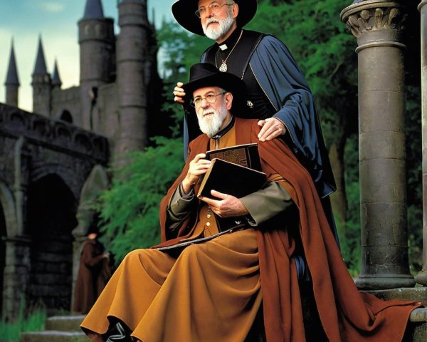 Wise Figures in Elaborate Robes with Castle Backdrop
