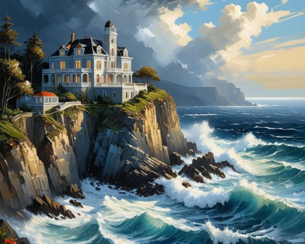 Seaside Mansion on Cliffs with Dramatic Ocean View