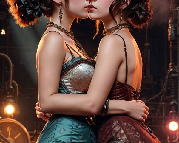 Elegant Women in Steampunk-Inspired Fashion Outfits