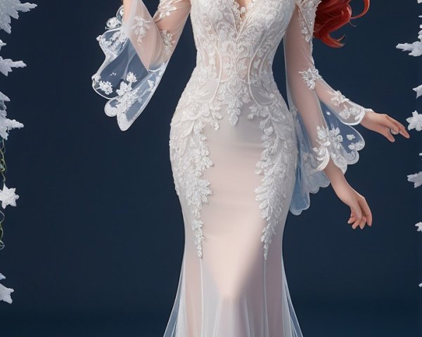 Bridal gown with off-shoulder design and lace details