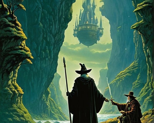 Mystical Landscape with Figures, River, and Castle
