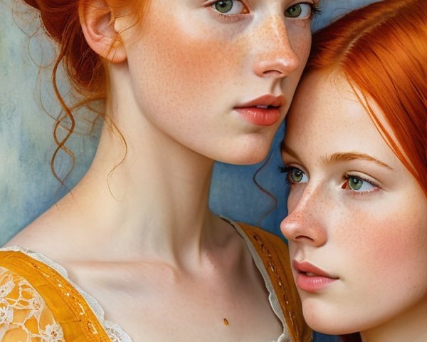 Young Women with Red Hair in Soft Background