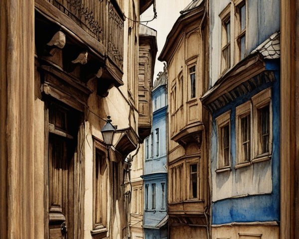 Charming Narrow Street with Historic Buildings and Balconies