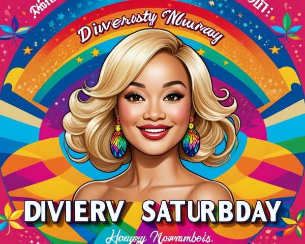 Vibrant Design Featuring Smiling Woman and Rainbow Theme