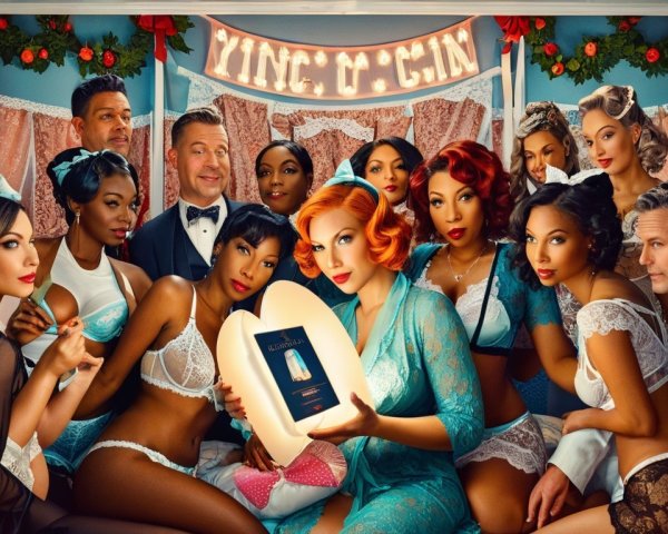 Glamorous Retro Scene with Vintage Lingerie and Celebration