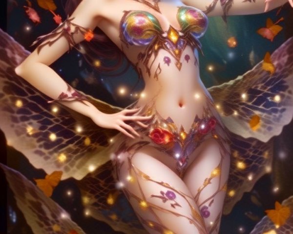 Fairy Figure in Jewel Armor with Intricate Wings