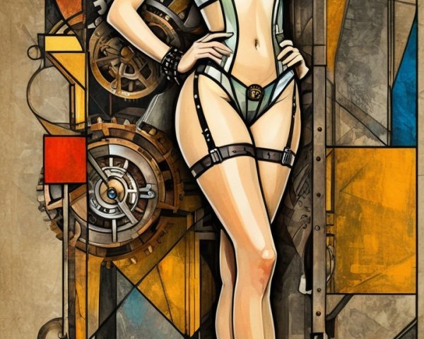 Stylized Illustration of a Fashionable Avant-Garde Figure