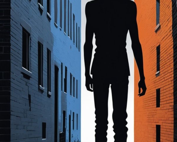 Silhouetted Figure in Colorful Alleyway Journey