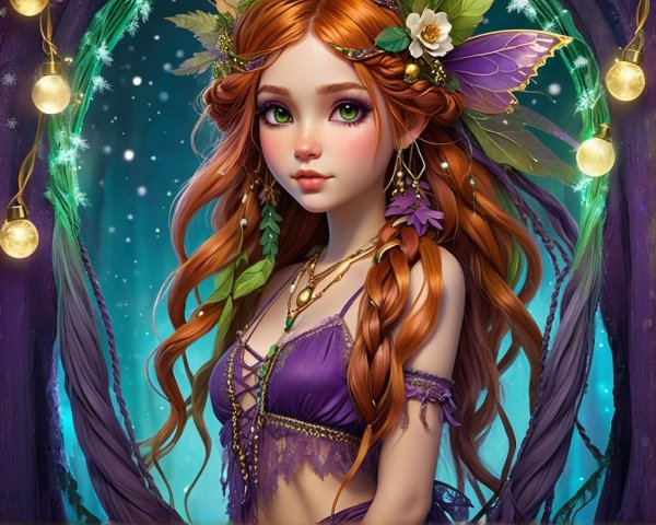 Mystical Fairy Girl in Enchanted Forest Setting
