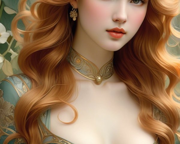 Young woman in blue gown with floral accents