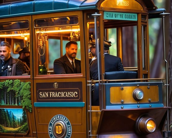 Vintage Tramcar with Wooden Details in Forest Setting